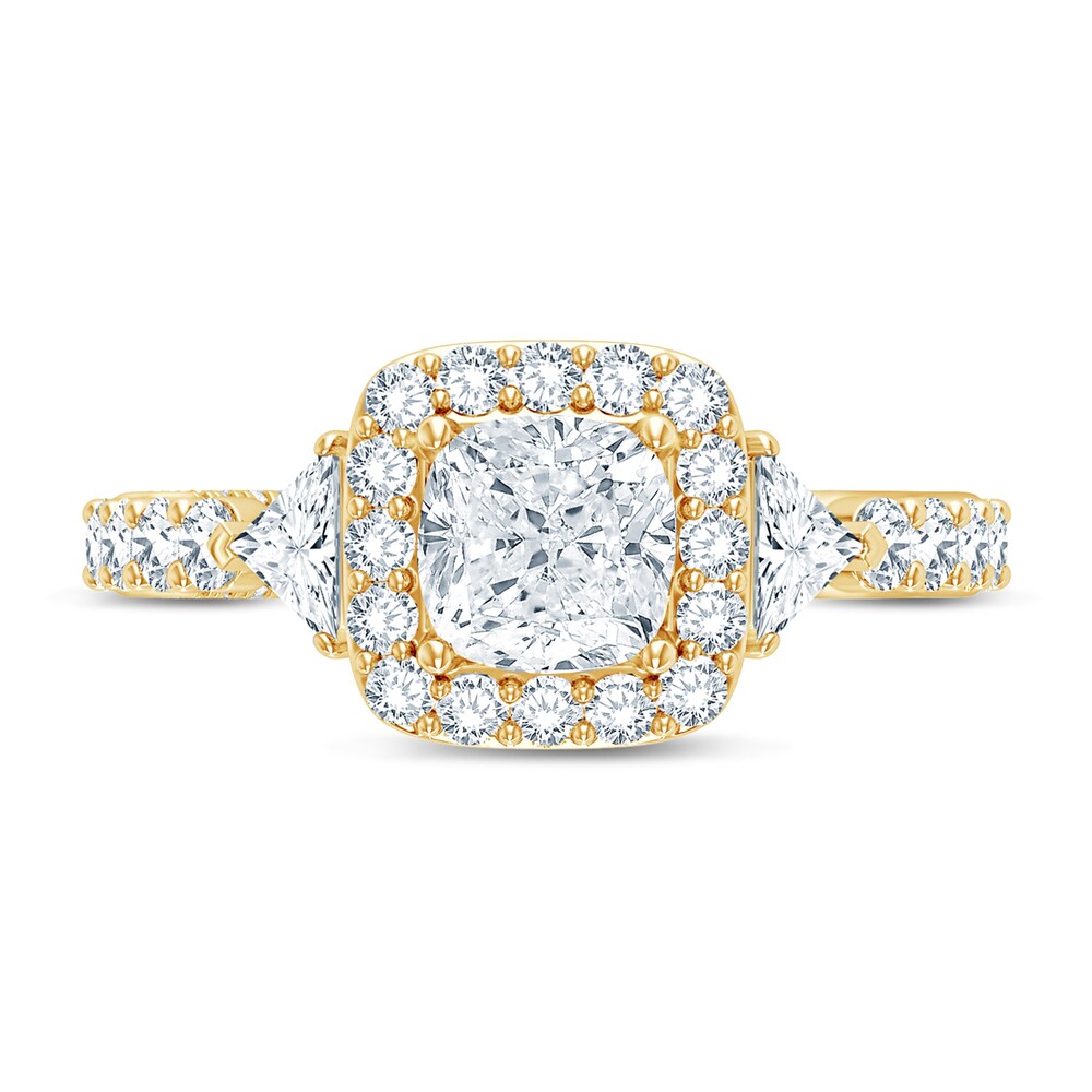 Pnina Tornai Lab-Created Diamond Engagement Ring 2-7/8 ct tw Cushion/Round 14K Yellow Gold YtpXHEls