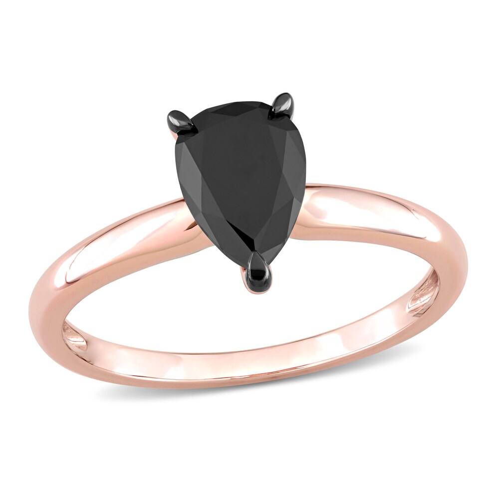 Black Diamond Solitaire Engagement Ring 1 ct tw Pear-shaped 14K Rose Gold Z0ghbCj3 [Z0ghbCj3]