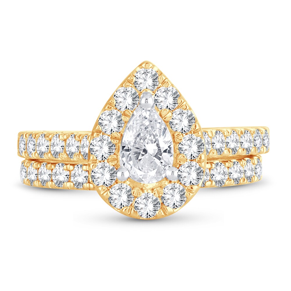 Diamond Bridal Set 2 ct tw Pear-shaped/Round-cut 14K Yellow Gold Z5cgPH2k