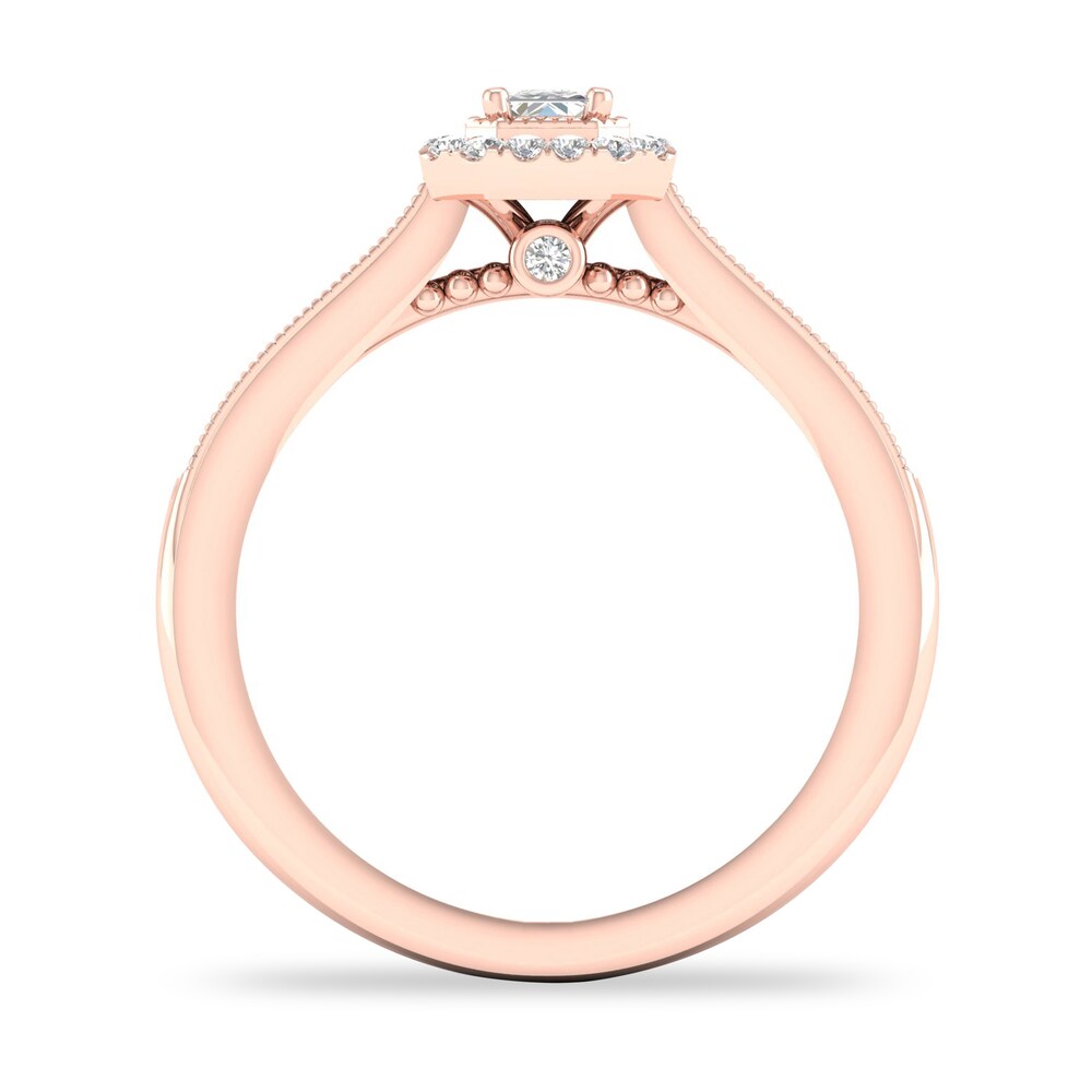 Diamond Ring 1/3 ct tw Emerald/Round-cut 14K Rose Gold Z6QmLNbR