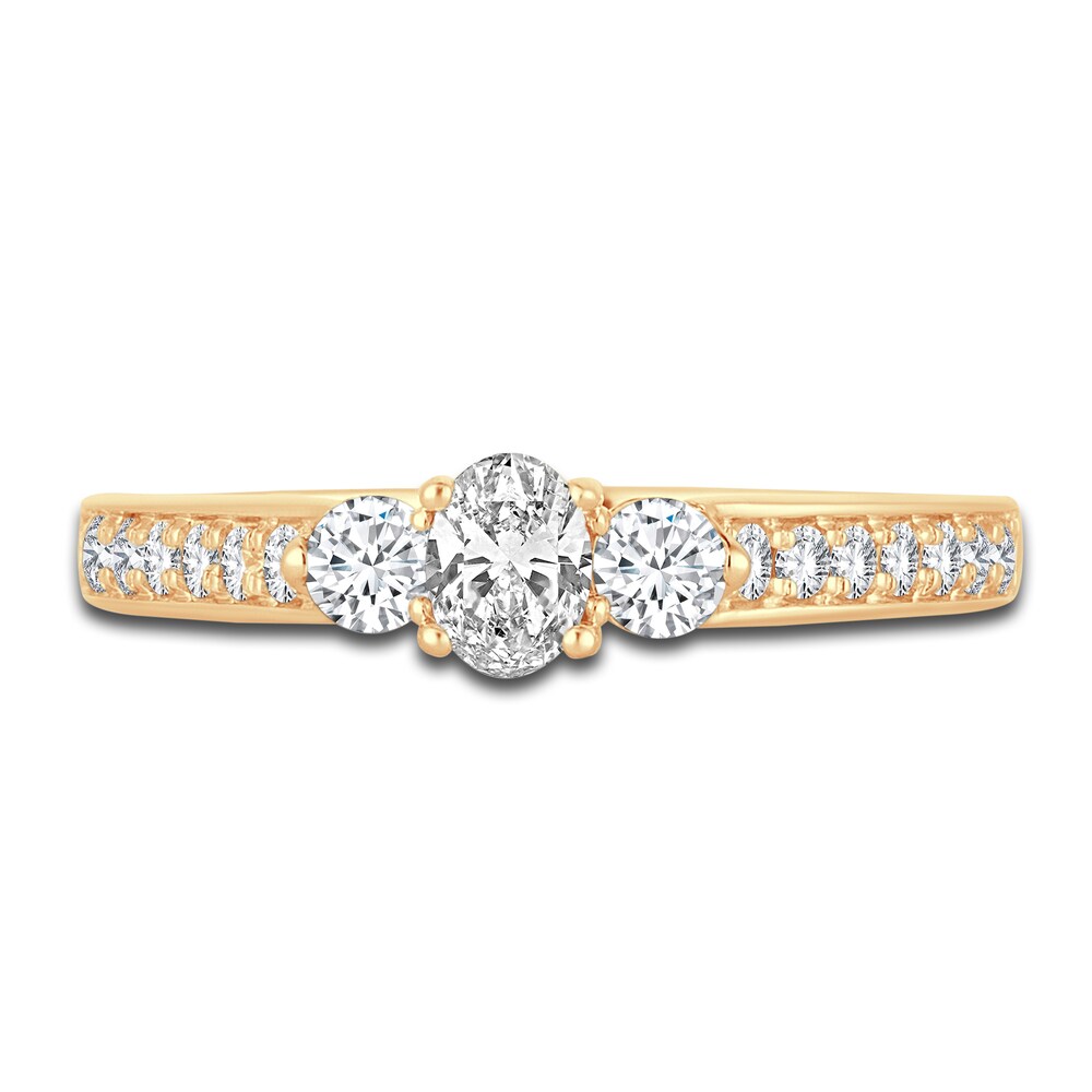 Diamond Oval Cluster Ring 3/4 ct tw Oval/Round 14K Yellow Gold Z6x96WFe