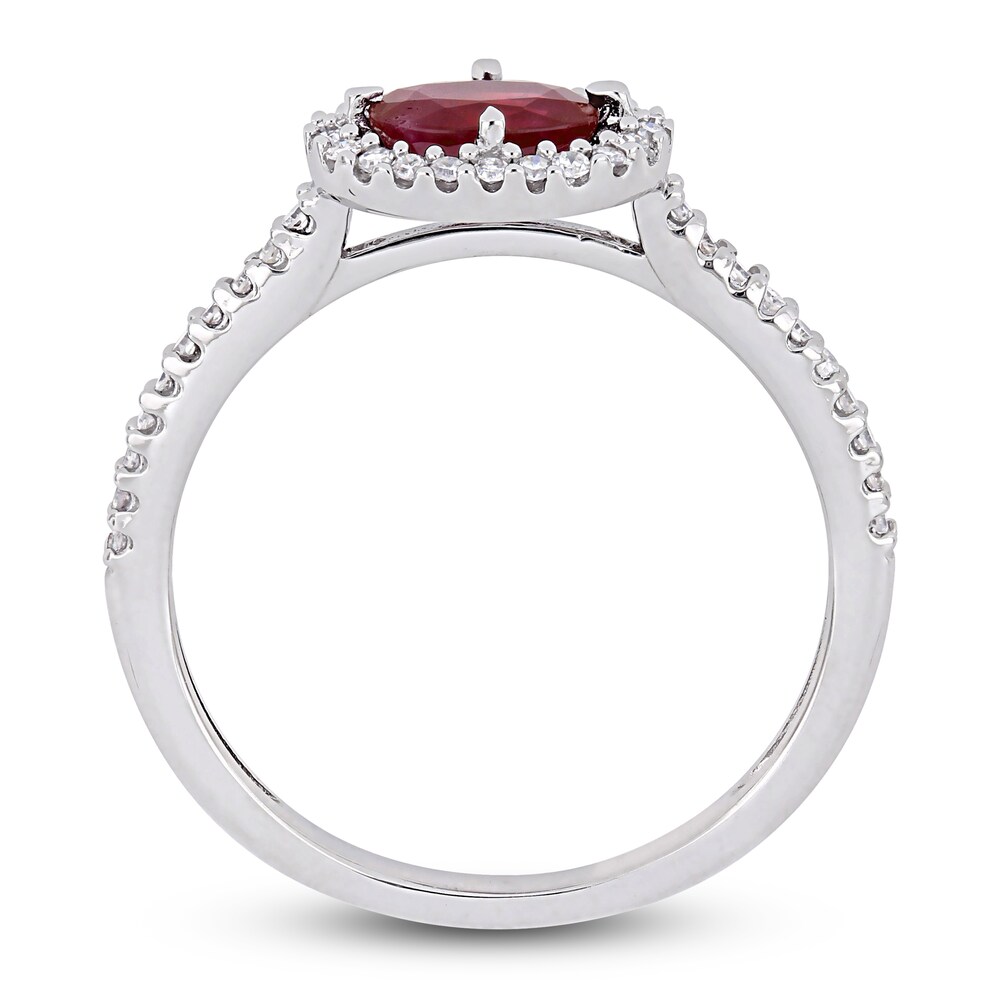 Natural Ruby Halo Engagement Ring 1/5 ct tw Diamonds 14K White Gold ZDlUMUAL