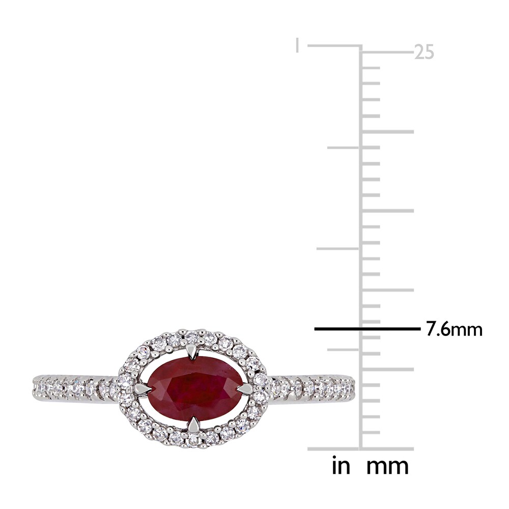 Natural Ruby Halo Engagement Ring 1/5 ct tw Diamonds 14K White Gold ZDlUMUAL