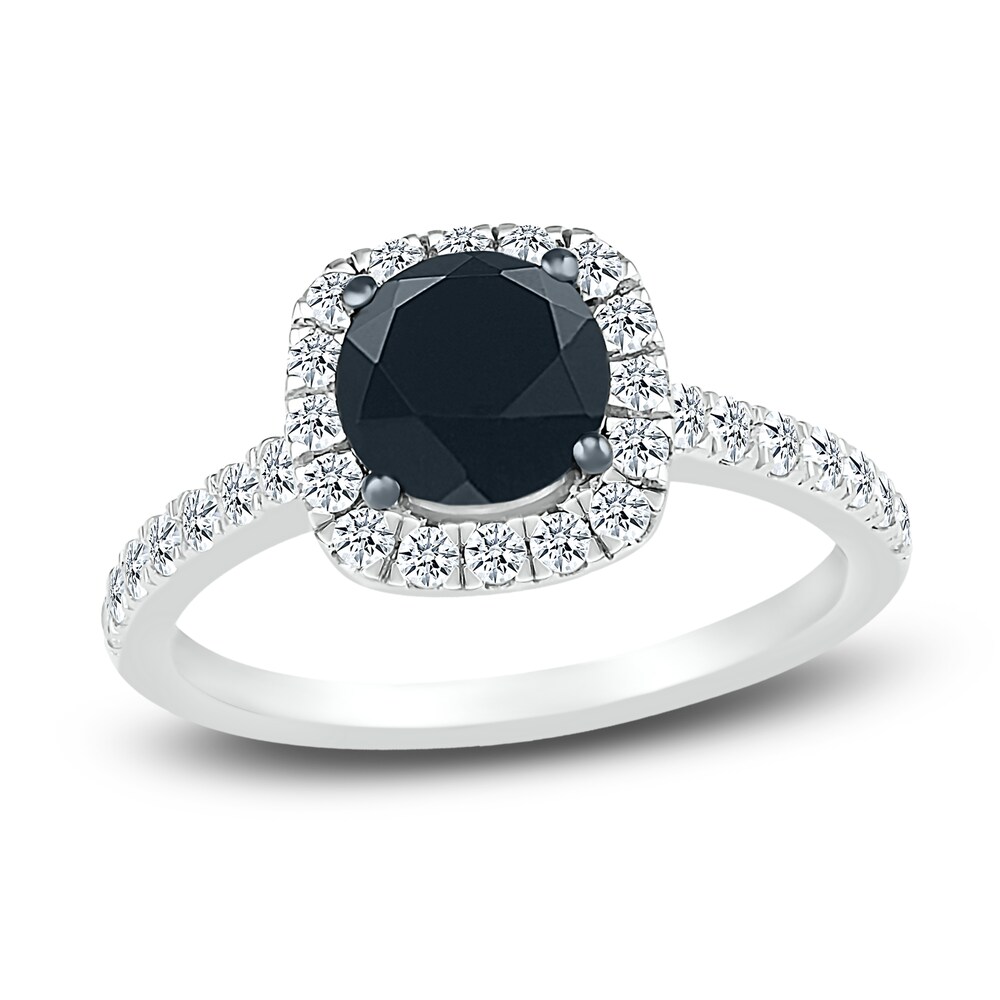 Black Diamond Engagement Ring 1-1/2 ct tw Round 10K White Gold ZHFf78Hs [ZHFf78Hs]
