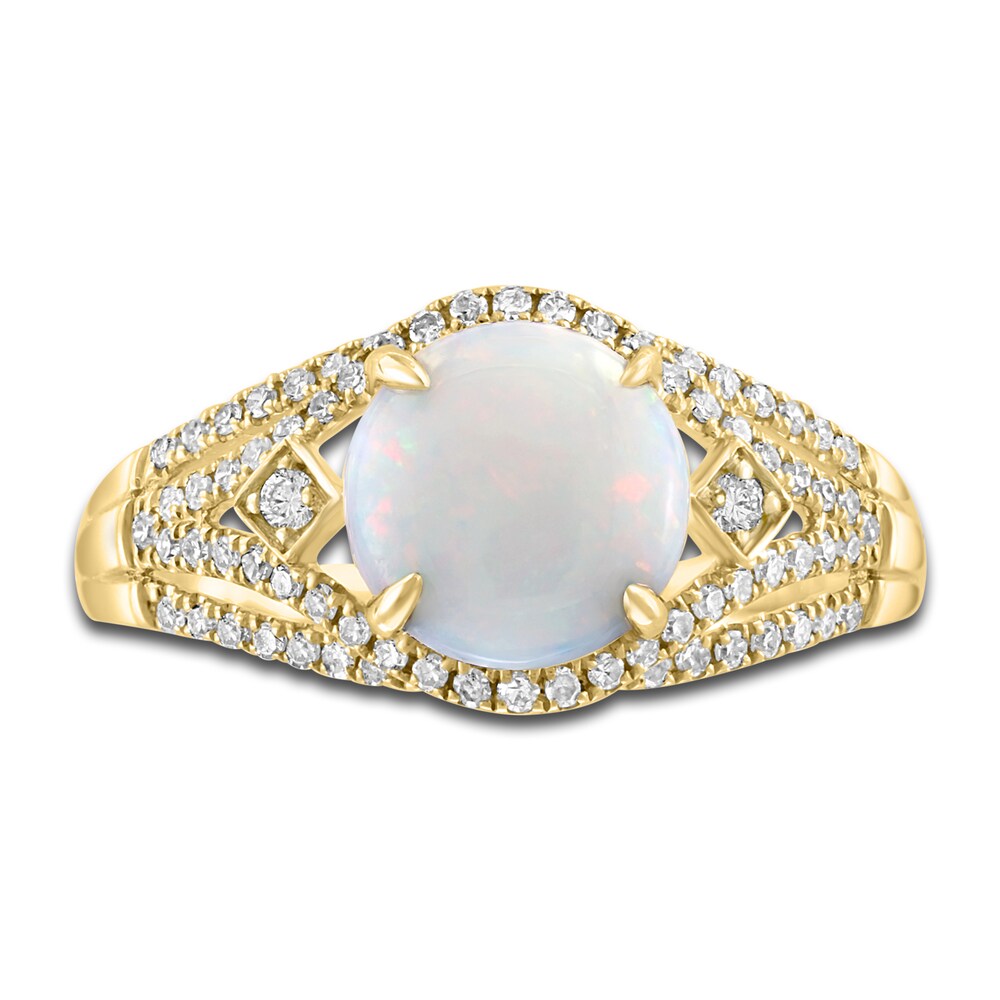 LALI Jewels Natural Opal Engagement Ring 1/4 ct Diamonds 14K Yellow Gold ZIH38vlc