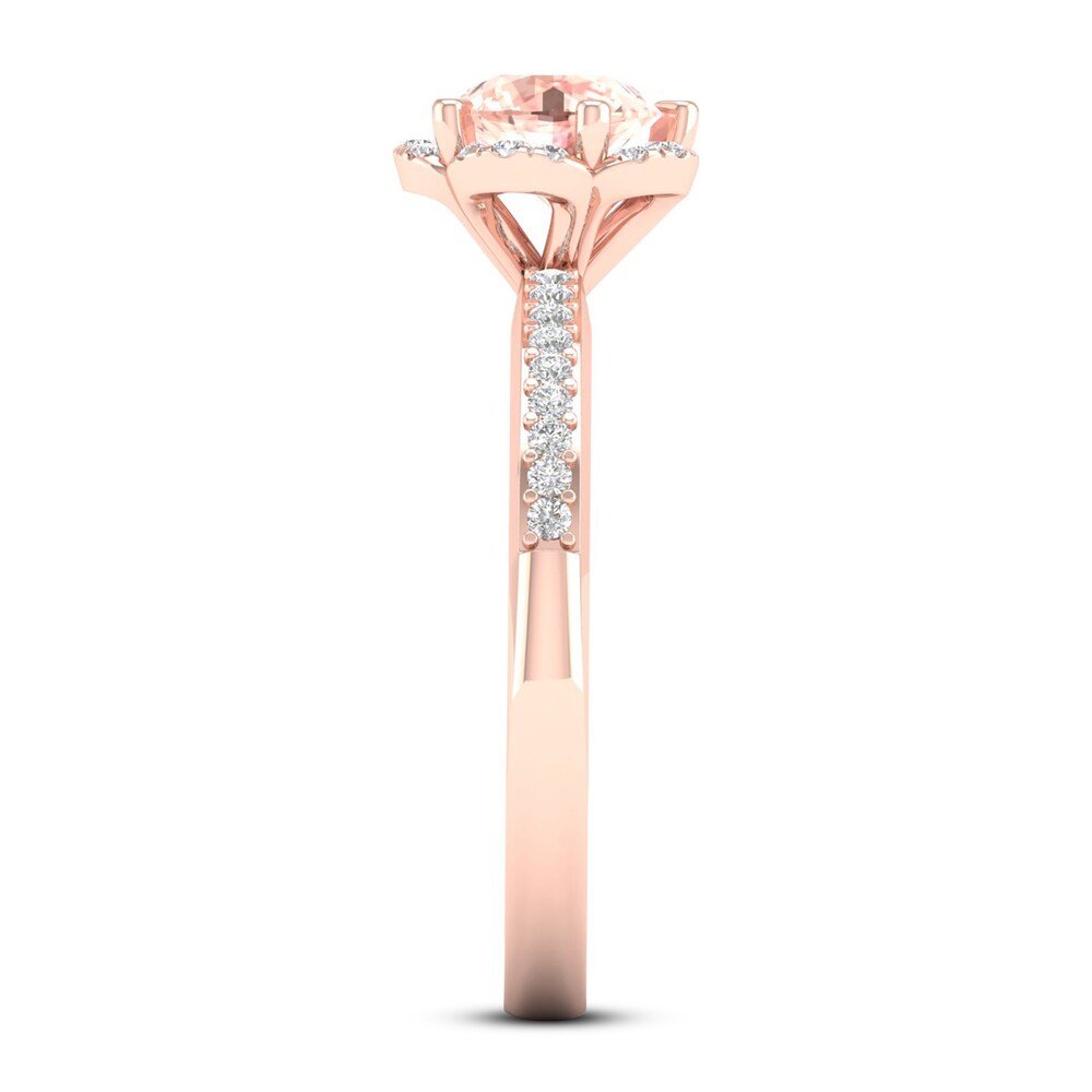 Natural Morganite Ring 1/6 ct tw Diamonds 14K Rose Gold ZR7k9TRd