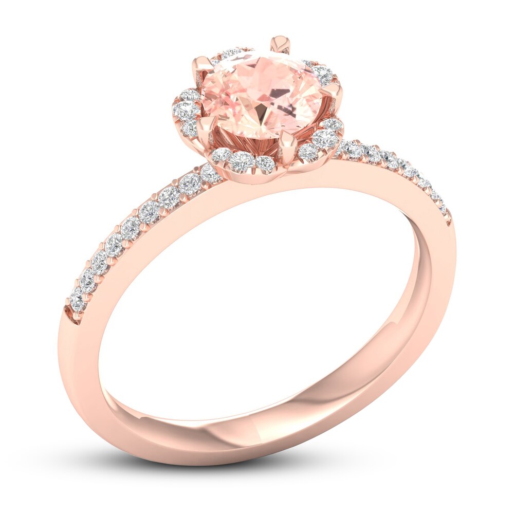 Natural Morganite Ring 1/6 ct tw Diamonds 14K Rose Gold ZR7k9TRd