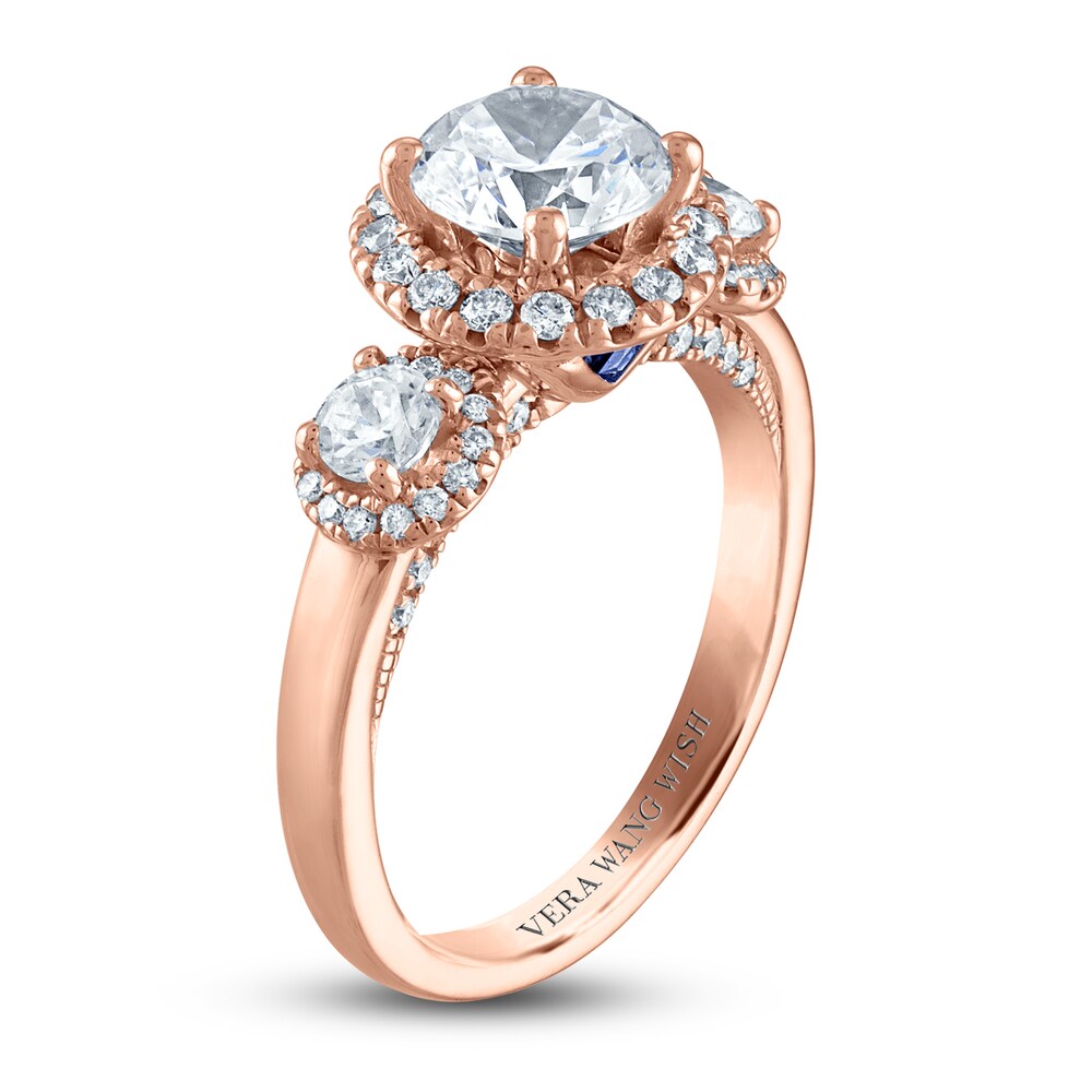 Vera Wang WISH Diamond Engagement Ring 2-1/4 ct tw Round 18K Rose Gold ZaYNuuje