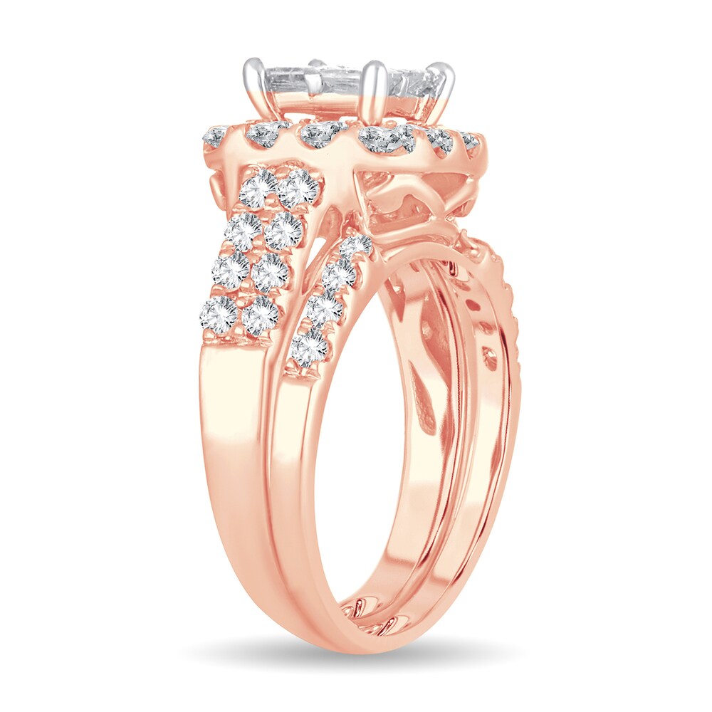 Diamond Bridal Set 2 ct tw Princess 14K Rose Gold ZxRy6RNA