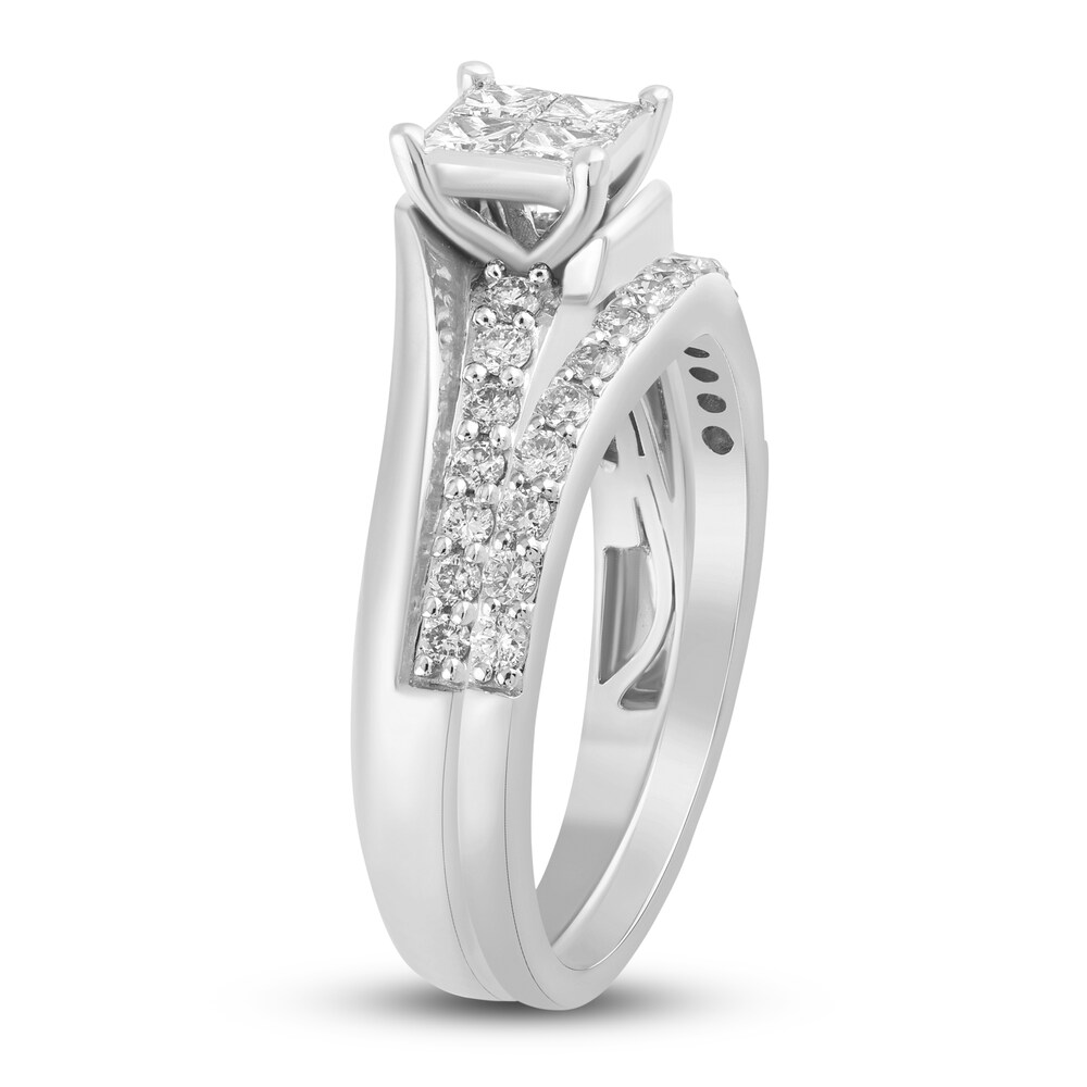 Diamond Bridal Set 3/4 ct tw Princess/Round 14K White Gold a1Zhoq1D