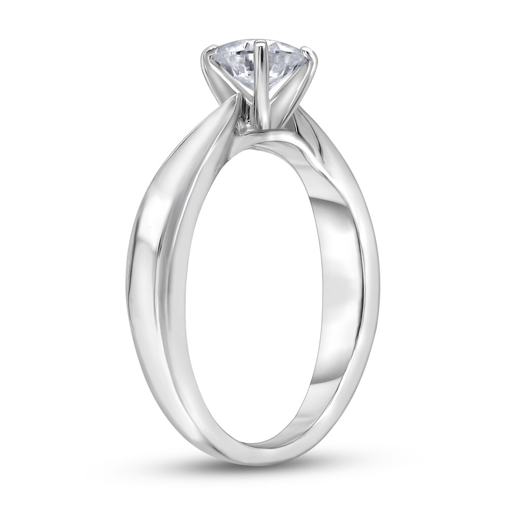 Diamond Solitaire Concave Engagement Ring 1/2 ct tw Round 14K White Gold (I2/I) a1iWwJs7