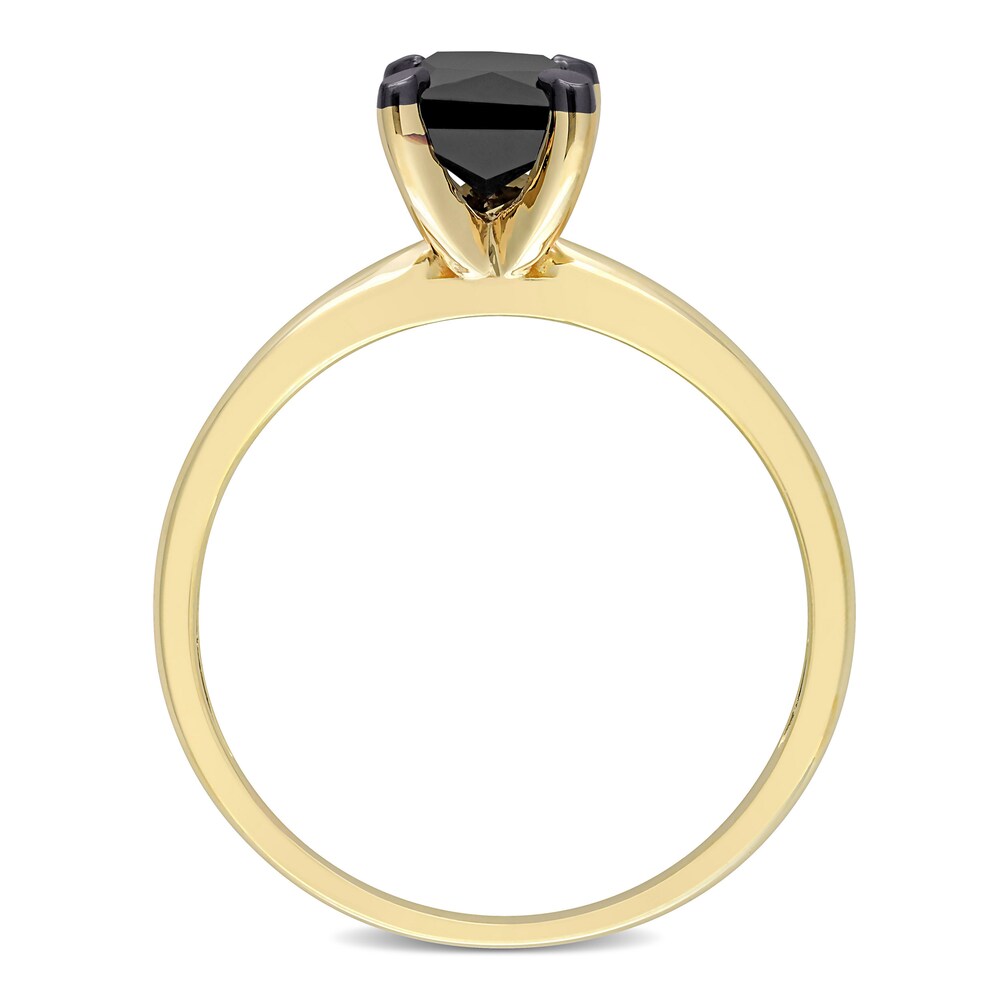 Black Diamond Solitaire Engagement Ring 1 ct tw Princess-cut 14K Yellow Gold a82is1Xi