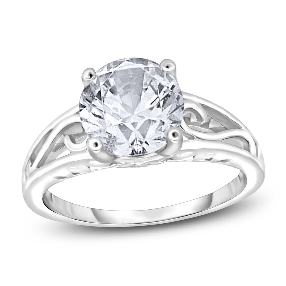 Diamond Solitaire Scroll Engagement Ring 1-1/2 ct tw Round 14K White Gold (I2/I) aABI7Ko8 [aABI7Ko8]