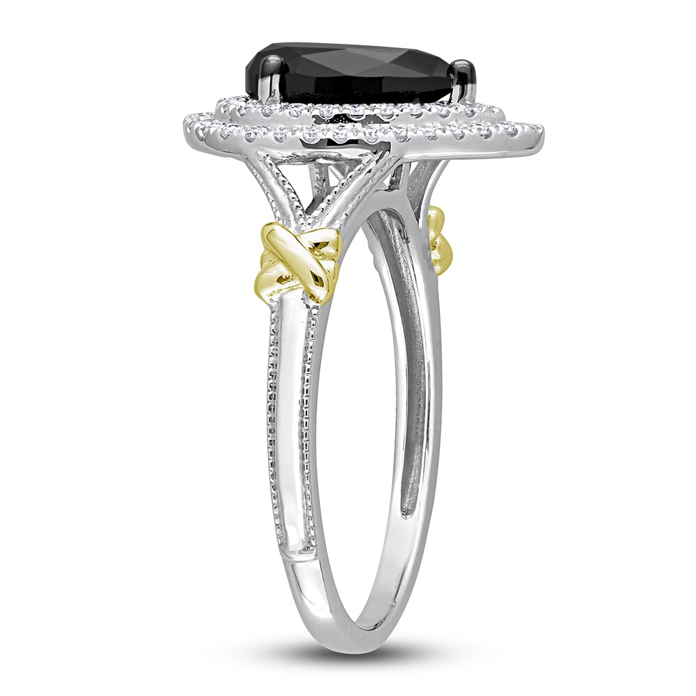 Black Diamond Knot Ring 2-1/3 ct tw Pear/Round 14K Two-Tone Gold aPDWAMpF