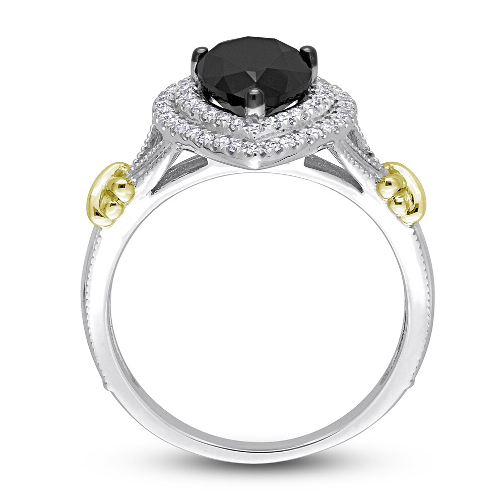 Black Diamond Knot Ring 2-1/3 ct tw Pear/Round 14K Two-Tone Gold aPDWAMpF