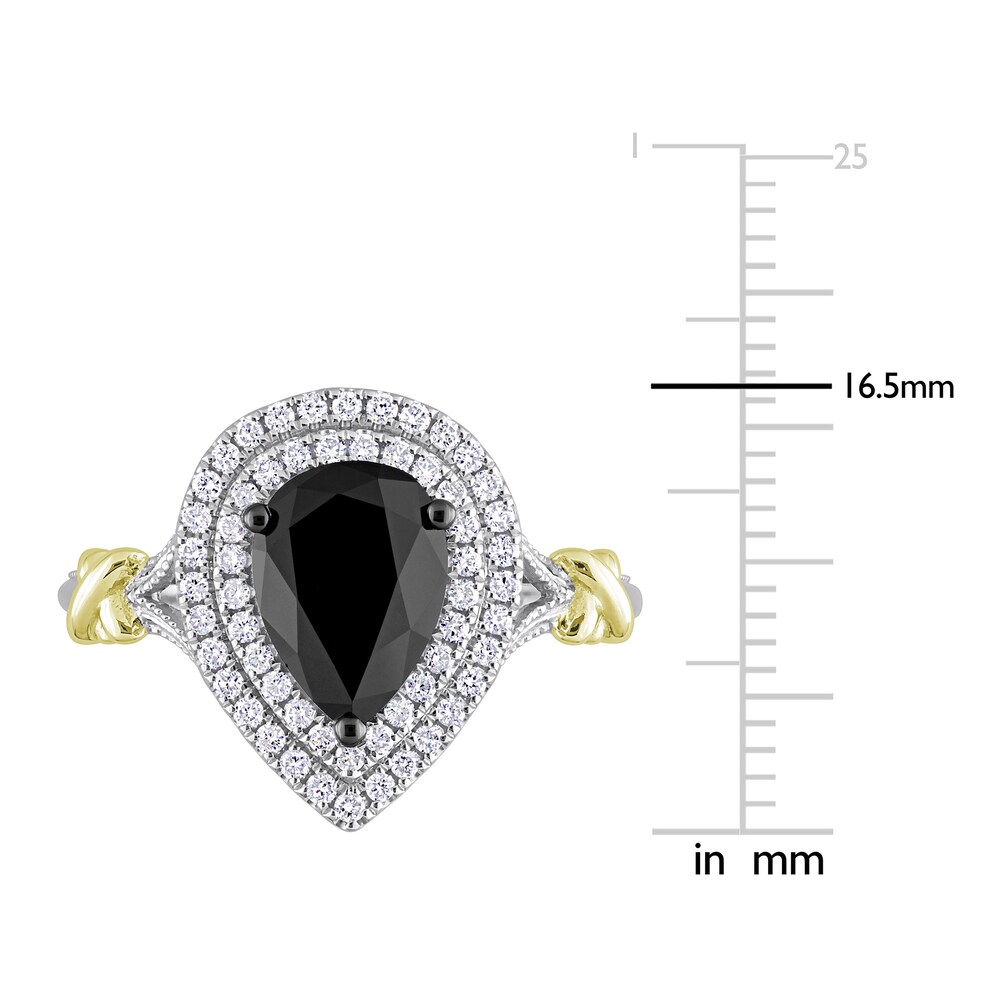 Black Diamond Knot Ring 2-1/3 ct tw Pear/Round 14K Two-Tone Gold aPDWAMpF