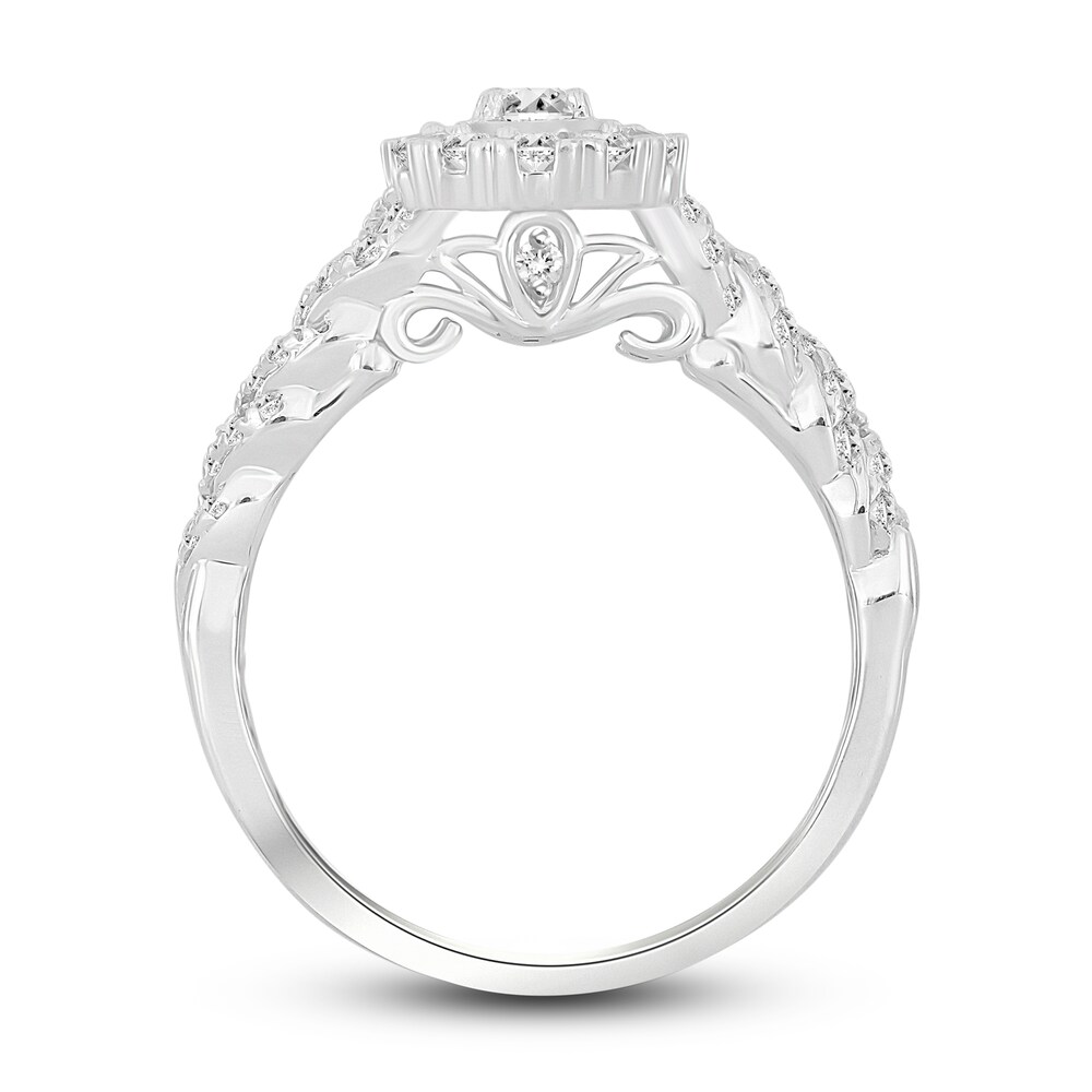 Diamond Engagement Ring 7/8 ct tw Oval/Round 14K White Gold aYLATupB