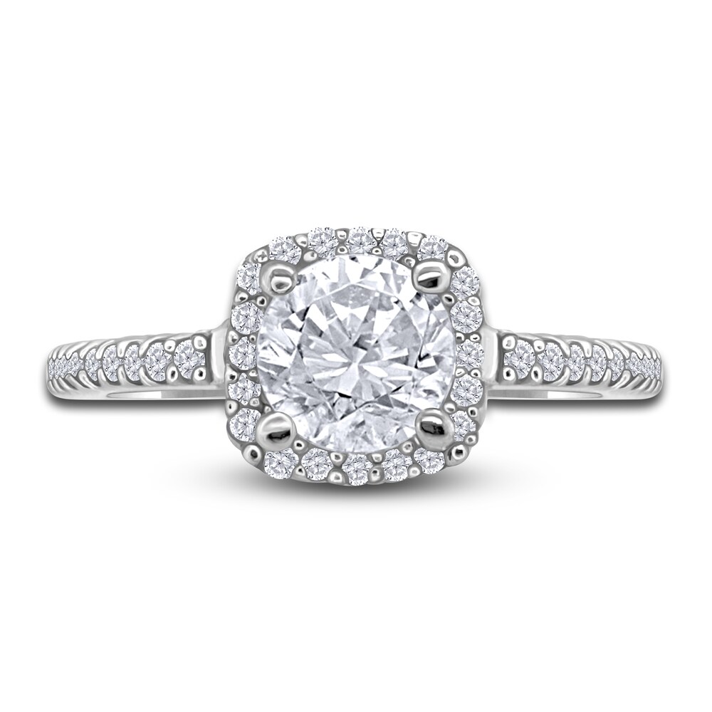 Diamond Halo Engagement Ring 1 ct tw Round 14K White Gold acD5Z3ZA [acD5Z3ZA]