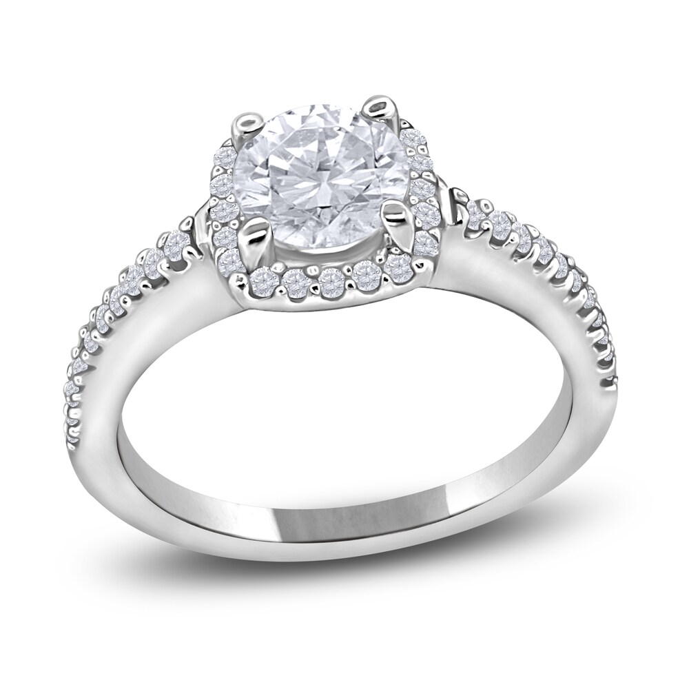 Diamond Halo Engagement Ring 1 ct tw Round 14K White Gold acD5Z3ZA