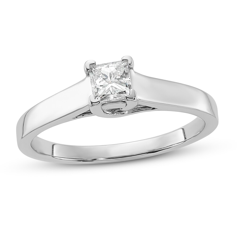 Diamond Solitaire Engagement Ring 1/3 ct tw Princess 14K White Gold (I1/I) alh8viL2 [alh8viL2]