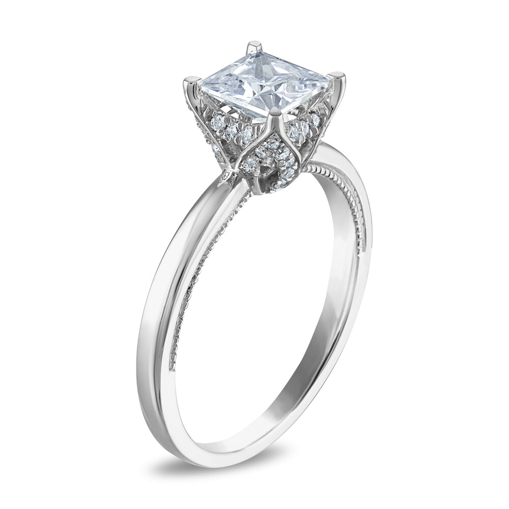 Diamond Engagement Ring 1-1/6 ct tw Princess/Round Platinum aveQIDtv