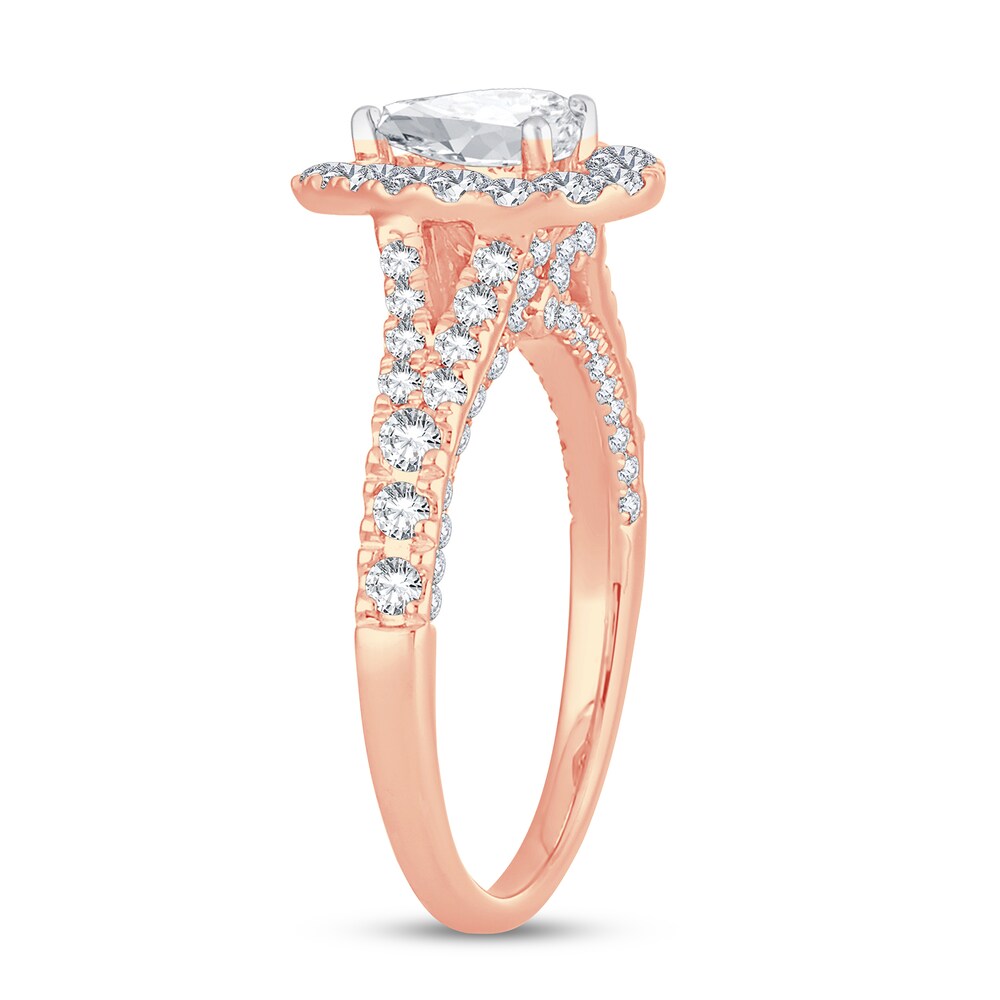 Diamond Engagement Ring 1-1/4 ct tw Round/Pear-shaped 14K Rose Gold b38eaJVT