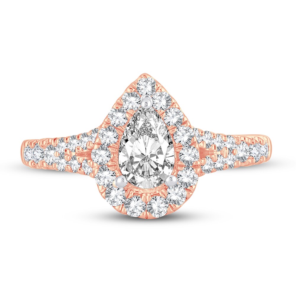 Diamond Engagement Ring 1-1/4 ct tw Round/Pear-shaped 14K Rose Gold b38eaJVT