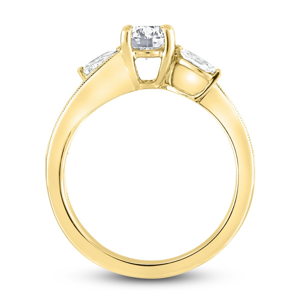 Diamond Engagement Ring 1 ct tw Round/Marquise 14K Yellow Gold b9G6HjCq