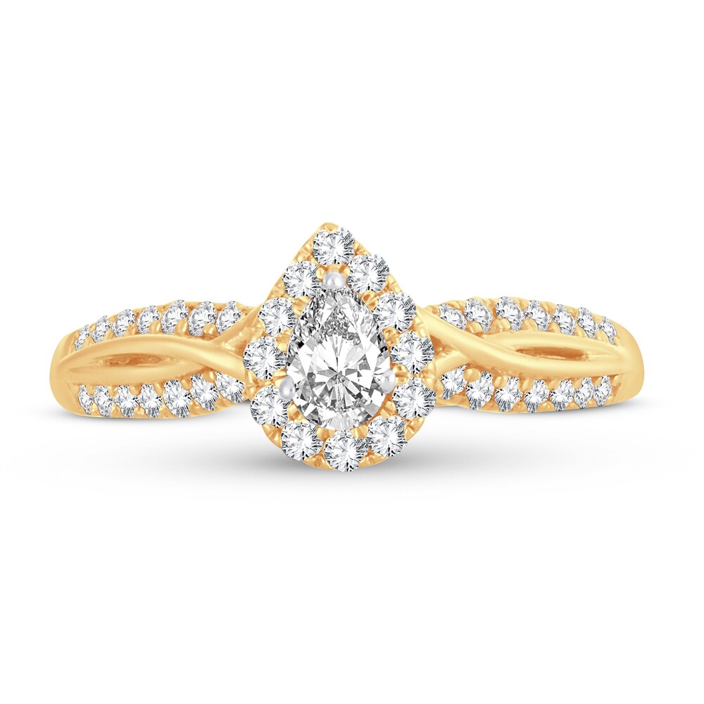 Diamond Ring 1/2 ct tw Pear-shaped 14K Yellow Gold bBRCs7Q0