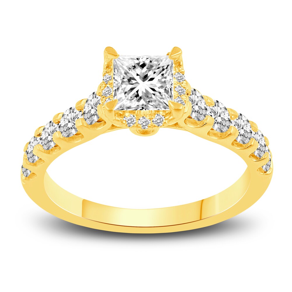 Diamond Bridal Set 2-1/8 ct tw Princess/Round 14K Yellow Gold bJZWG3uh