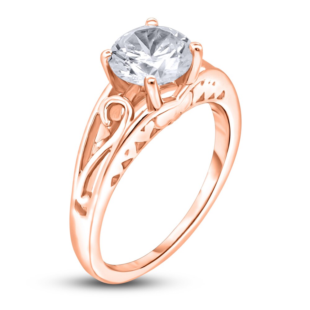 Diamond Solitaire Scroll Engagement Ring 3/4 ct tw Round 14K Rose Gold (I2/I) bKku47zM