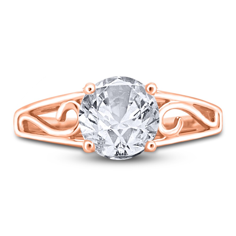 Diamond Solitaire Scroll Engagement Ring 3/4 ct tw Round 14K Rose Gold (I2/I) bKku47zM