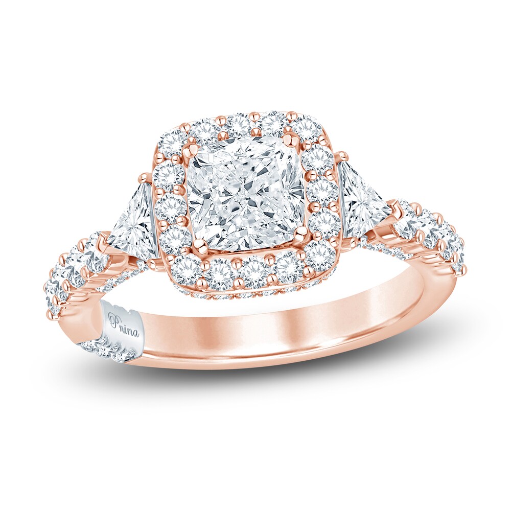 Pnina Tornai Lab-Created Diamond Engagement Ring 2-7/8 ct tw Cushion/Trillion/ Round 14K Rose Gold bQA8giYe