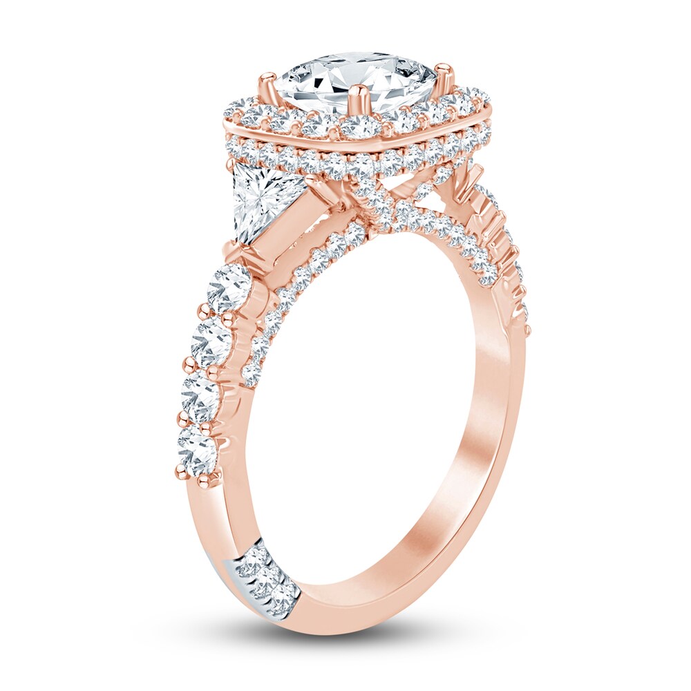 Pnina Tornai Lab-Created Diamond Engagement Ring 2-7/8 ct tw Cushion/Trillion/ Round 14K Rose Gold bQA8giYe