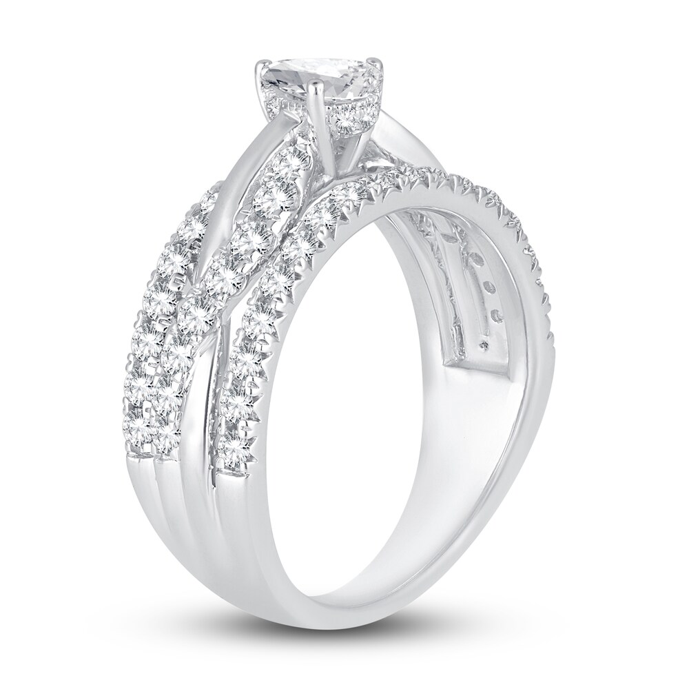 Diamond Engagement Ring 1-1/4 ct tw Pear/Round 14K White Gold bZnc9Rya