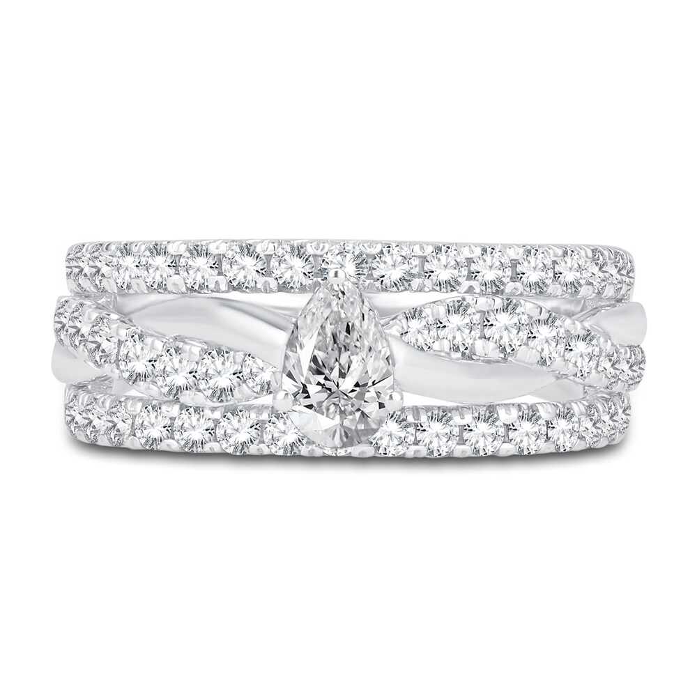 Diamond Engagement Ring 1-1/4 ct tw Pear/Round 14K White Gold bZnc9Rya