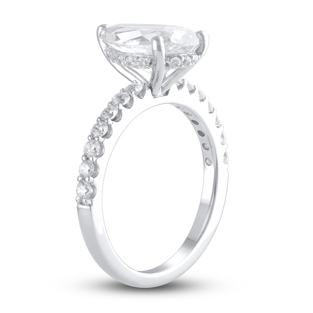 Lab-Created Diamond Engagement Ring 3-1/2 ct tw Pear/Round 14K White Gold bdXBSjSG