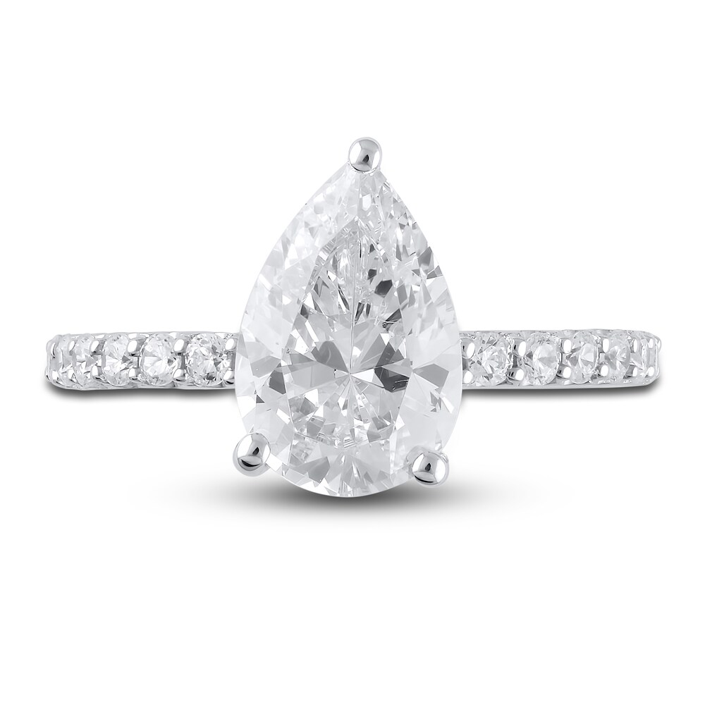 Lab-Created Diamond Engagement Ring 3-1/2 ct tw Pear/Round 14K White Gold bdXBSjSG