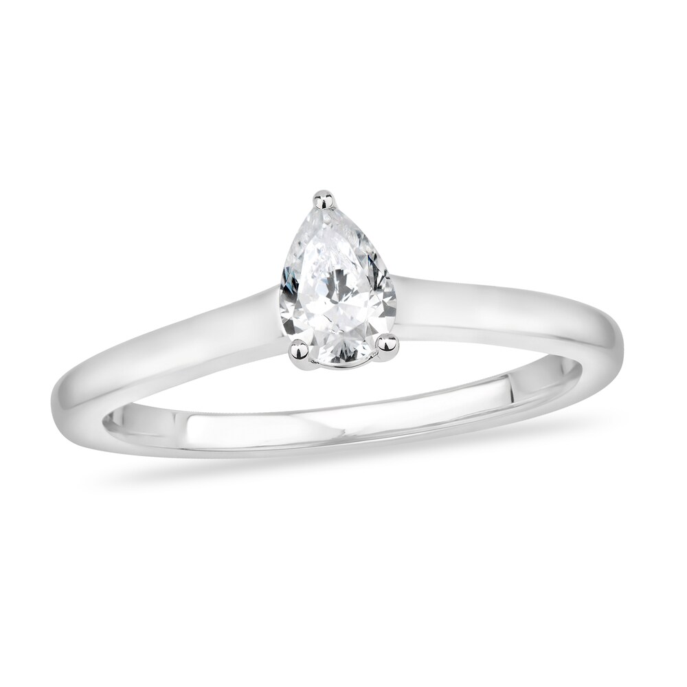 Diamond Solitaire Engagement Ring 1 ct tw Pear-shaped 14K White Gold (I2/I) bfj2f7z4