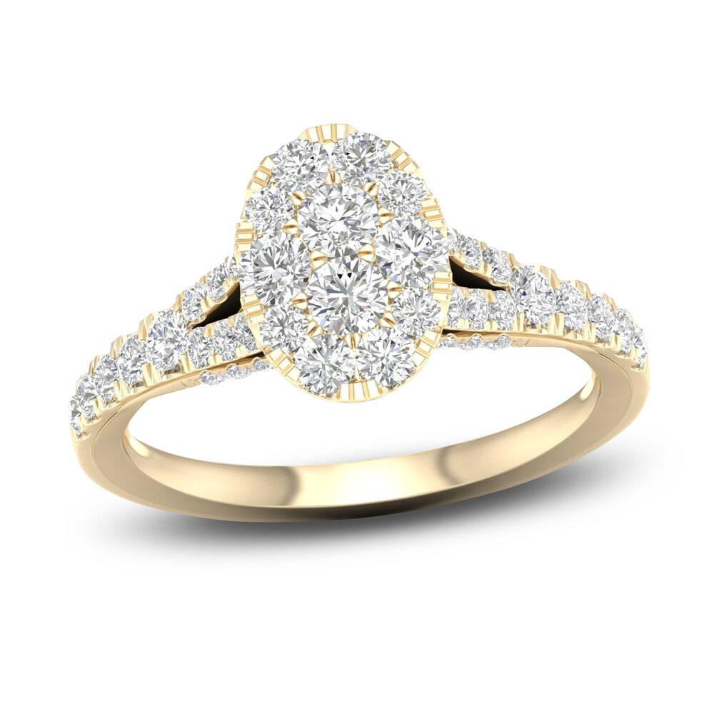 Diamond Oval Engagement Ring 1 ct tw Round 14K Yellow Gold bgnPB0qI [bgnPB0qI]