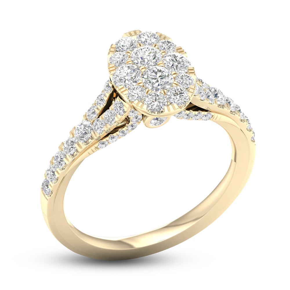 Diamond Oval Engagement Ring 1 ct tw Round 14K Yellow Gold bgnPB0qI