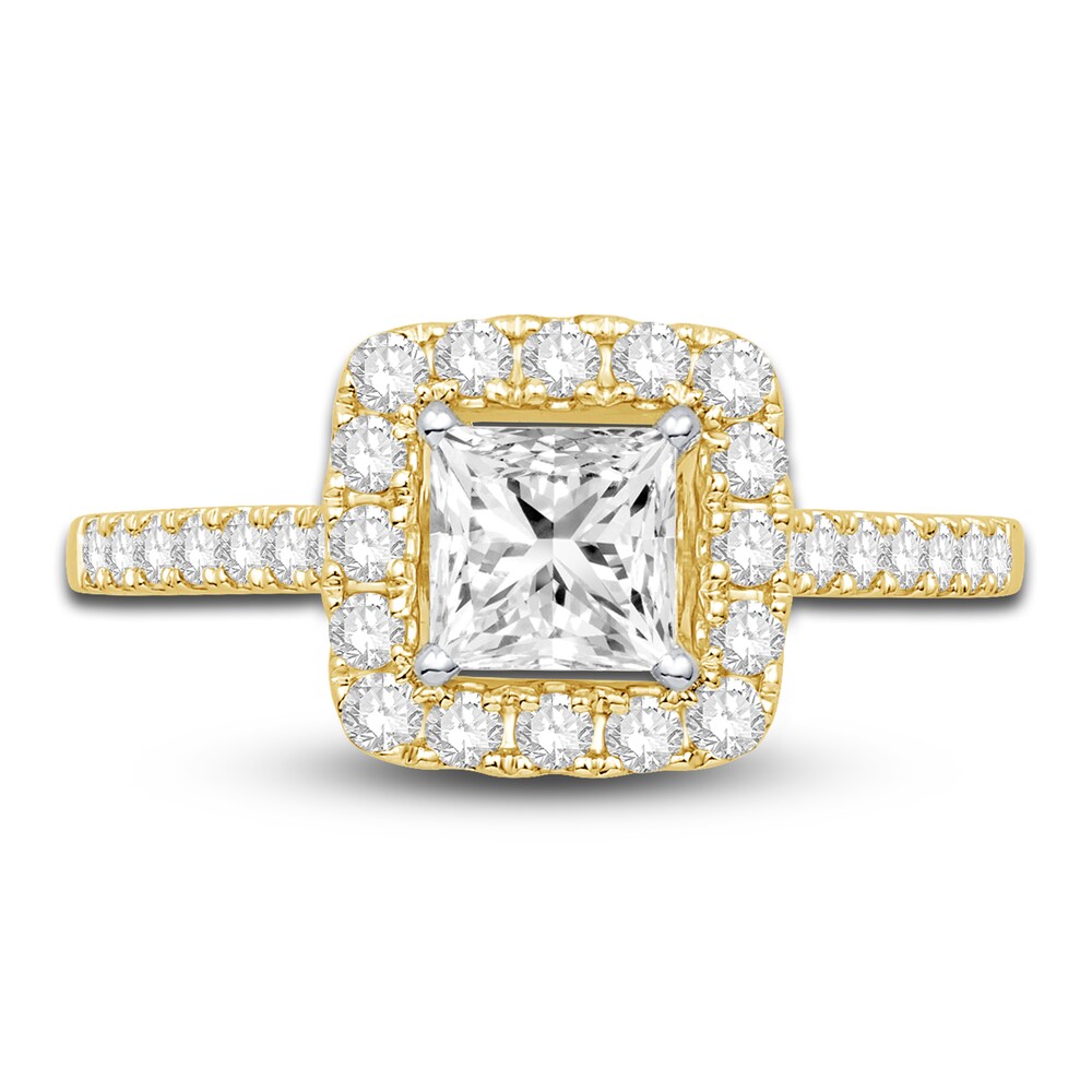 Engagement Ring 1/2 ct tw Princess/Round 14K Yellow Gold bkJyc5rf