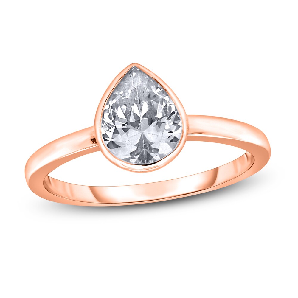 Diamond Solitaire Engagement Ring 3/4 ct tw Bezel-Set Pear-cut 14K Rose Gold (I2/I) btcUMxXc [btcUMxXc]