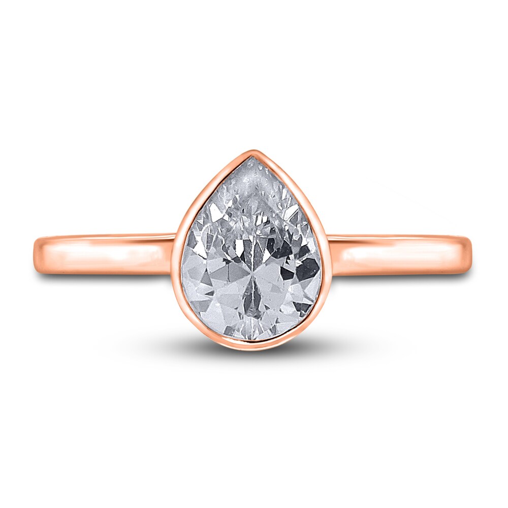 Diamond Solitaire Engagement Ring 3/4 ct tw Bezel-Set Pear-cut 14K Rose Gold (I2/I) btcUMxXc