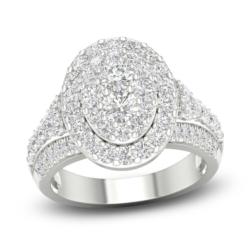 Diamond Engagement Ring 1-7/8 ct tw Oval/Round 14K White Gold bxUpaYJB [bxUpaYJB]