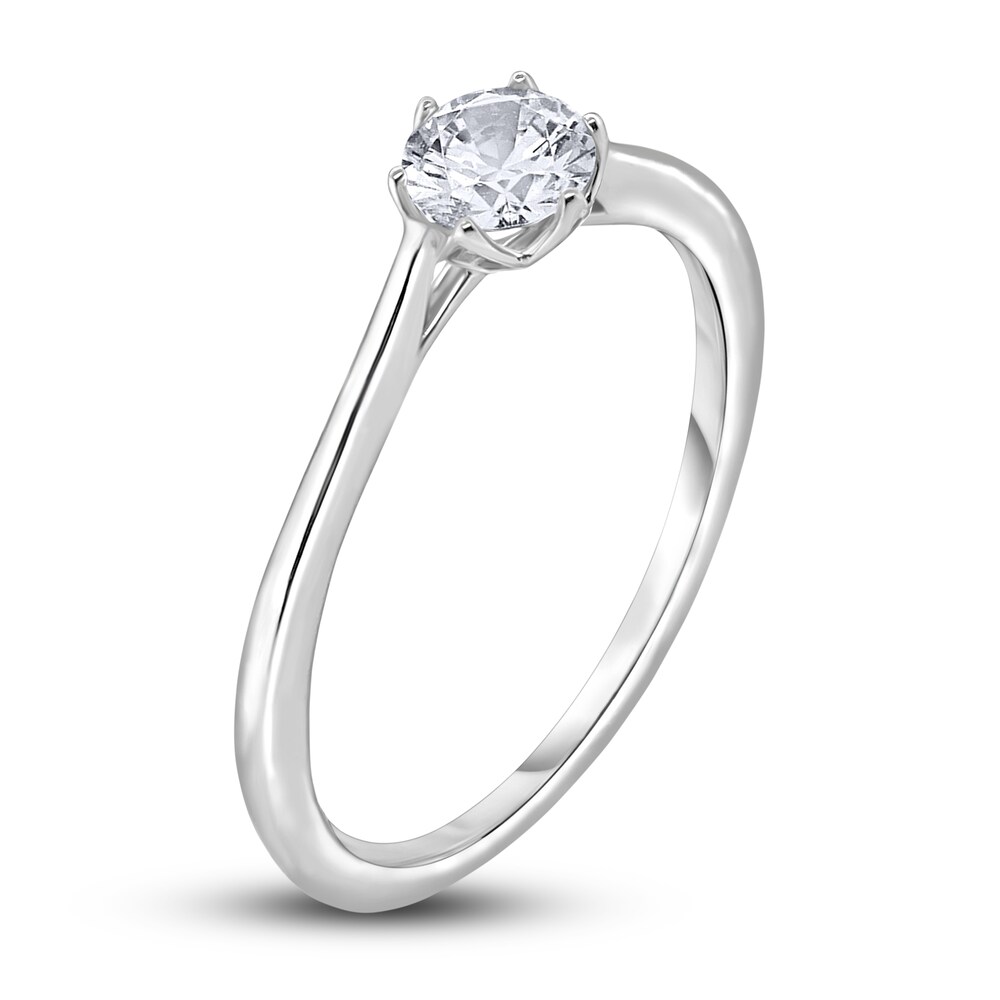 Diamond Cathedral Solitaire Engagement Ring 1/2 ct tw Round 14K White Gold (I2/I) cEcLnfaO