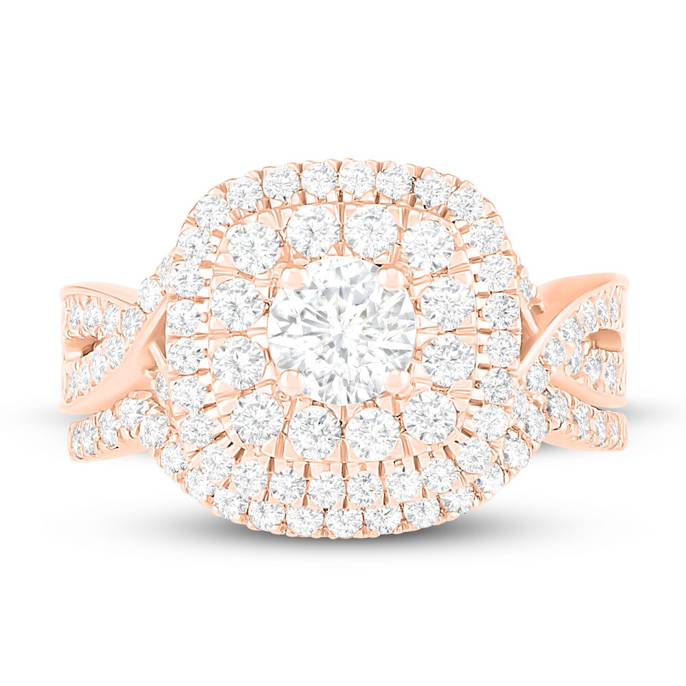 Diamond Bridal Set 1-1/2 ct tw Round 14K Rose Gold cFEp29ek