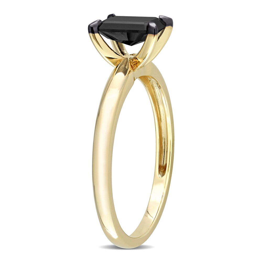 Black Diamond Solitaire Engagement Ring 1 ct tw Emerald-cut 14K Yellow Gold cHjodzt8