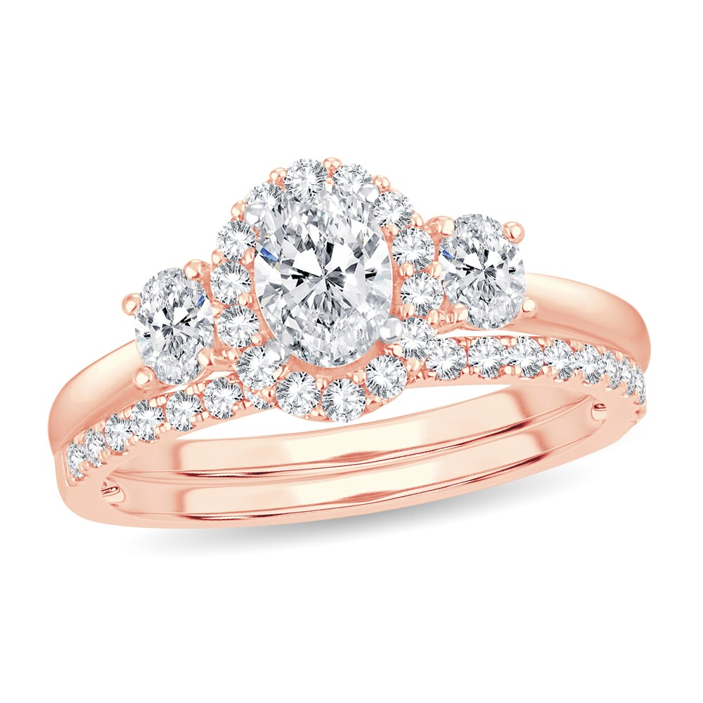 Diamond Bridal Set 1-1/5 ct tw Oval/Round-cut 14K Rose Gold cPHR7ELA [cPHR7ELA]