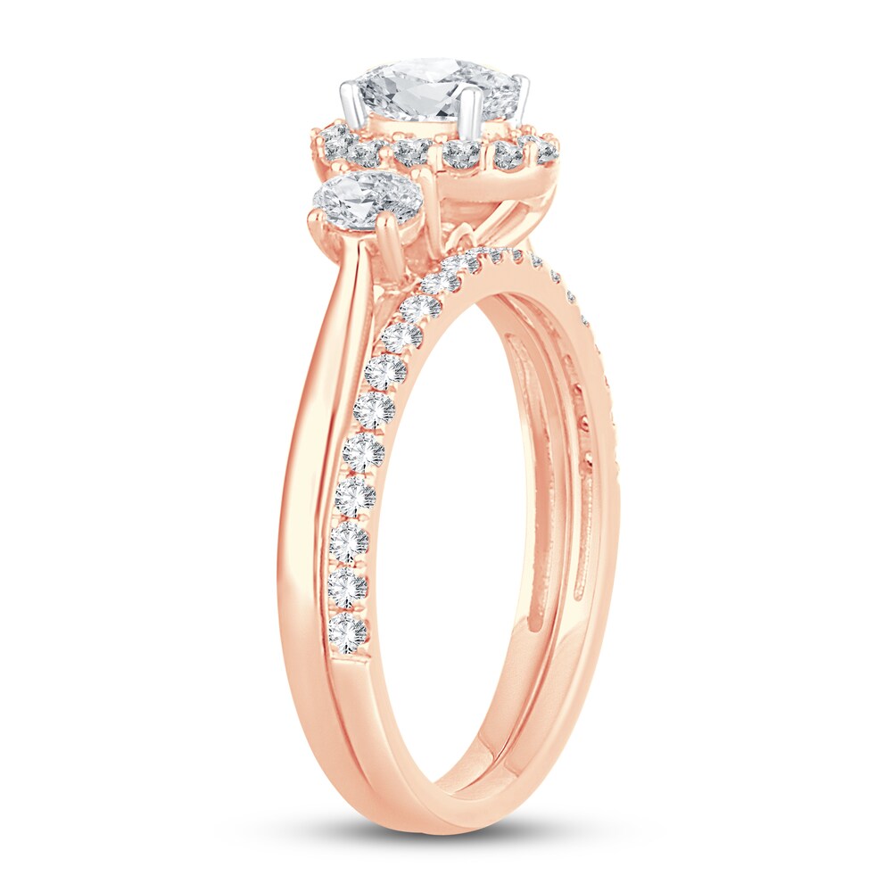 Diamond Bridal Set 1-1/5 ct tw Oval/Round-cut 14K Rose Gold cPHR7ELA